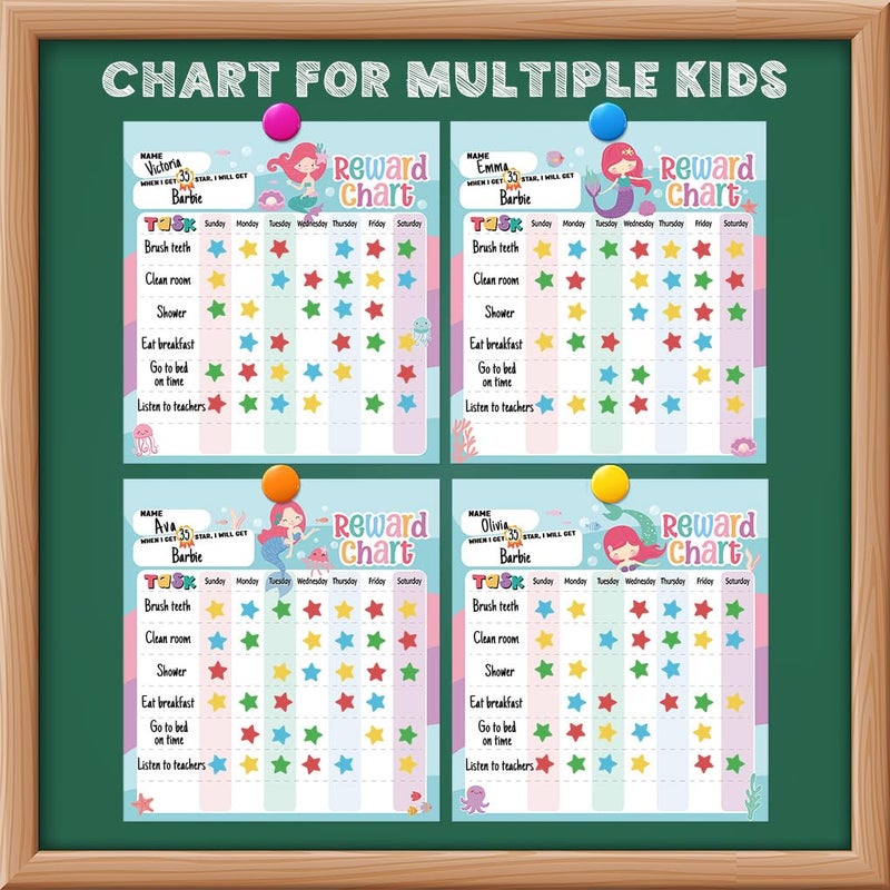 yasest Reward Chart for Kids - Mermaid Magnetic Kids Behavior Chart  Pad with 26 Chore Charts  1920 Star Stickers  36 Incentive Stickers  Responsibility Chart for Kids Girls Toddlers - Kids Chore Chart - Image 5